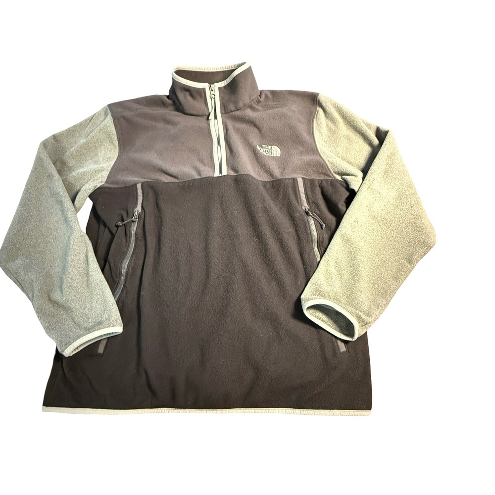 The North Face Mens XL Quarter Zip Fleece Pullover Grey Colorblock Jacket